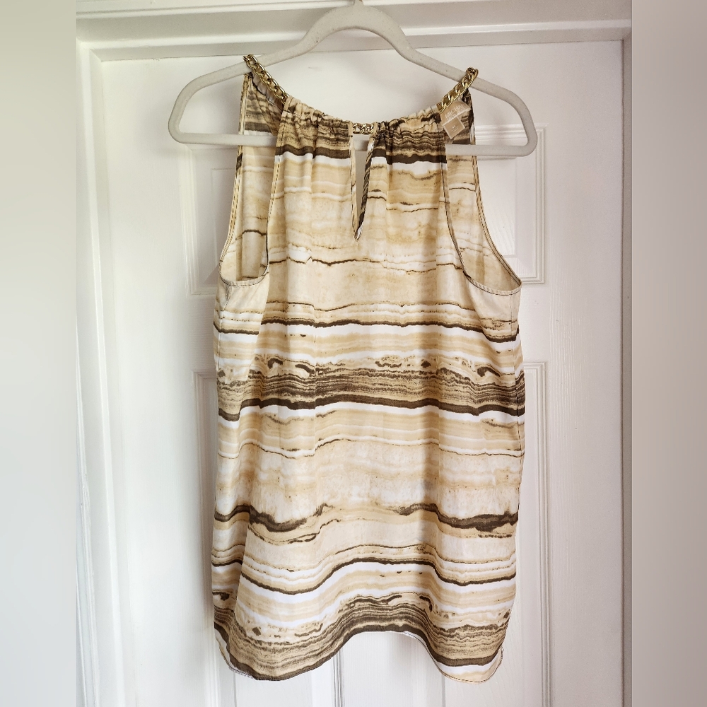 Michael Kors Satin Tank with Gold Chain Clasp, Size M